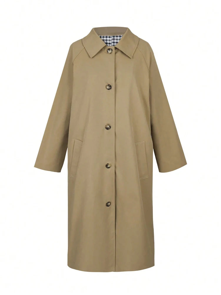 Amelie | Houndstooth Long Trench Coat