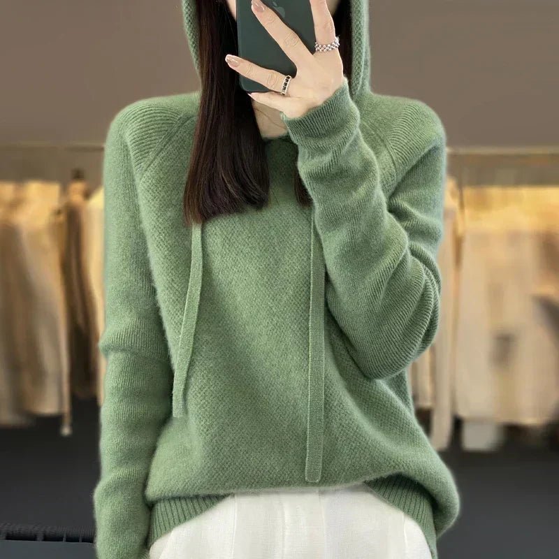 Nyelle | Women's Knit Hooded Pullover with Drawstring
