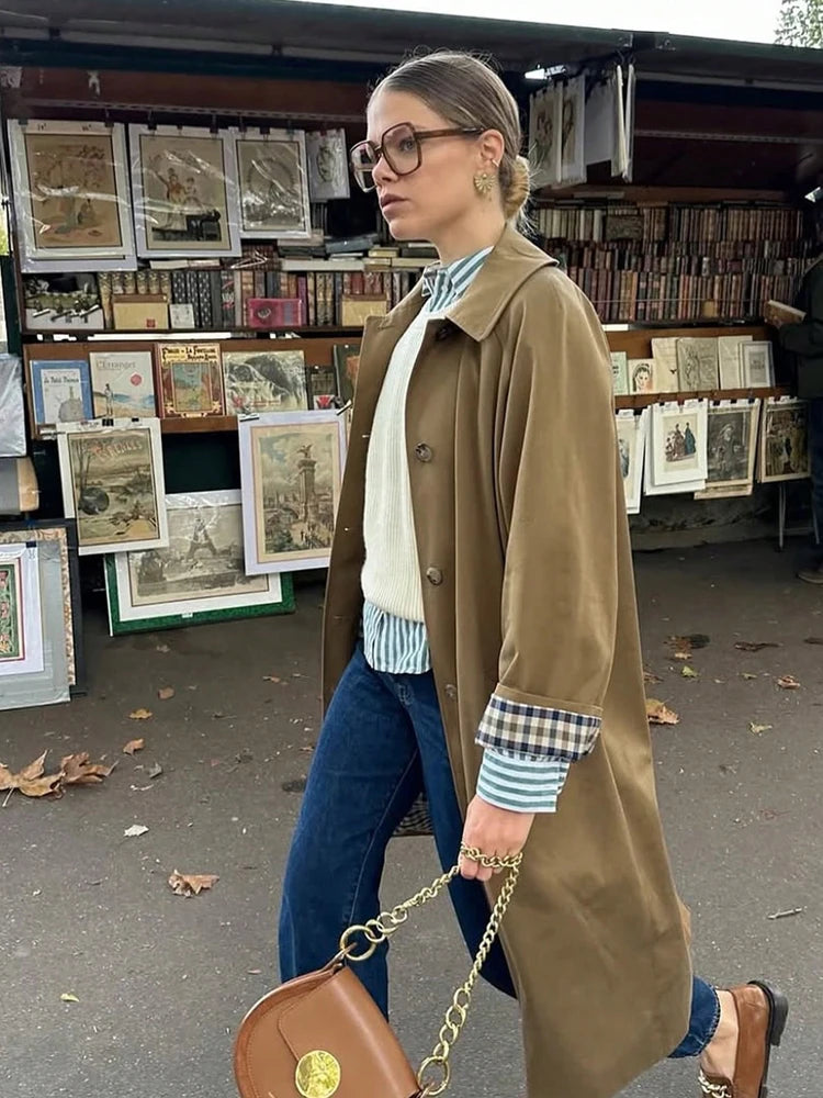 Amelie | Houndstooth Long Trench Coat