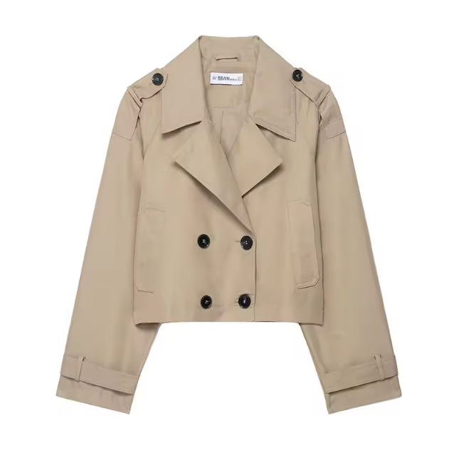 Veronique | Women's Double-Breasted Cropped Trench Coat