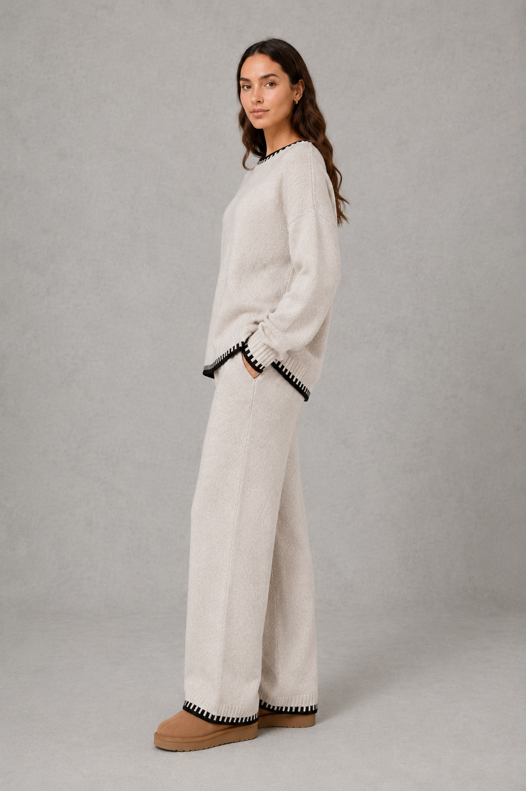 Wren | Women's Knitted Wide Leg Trousers Co-Ord Set