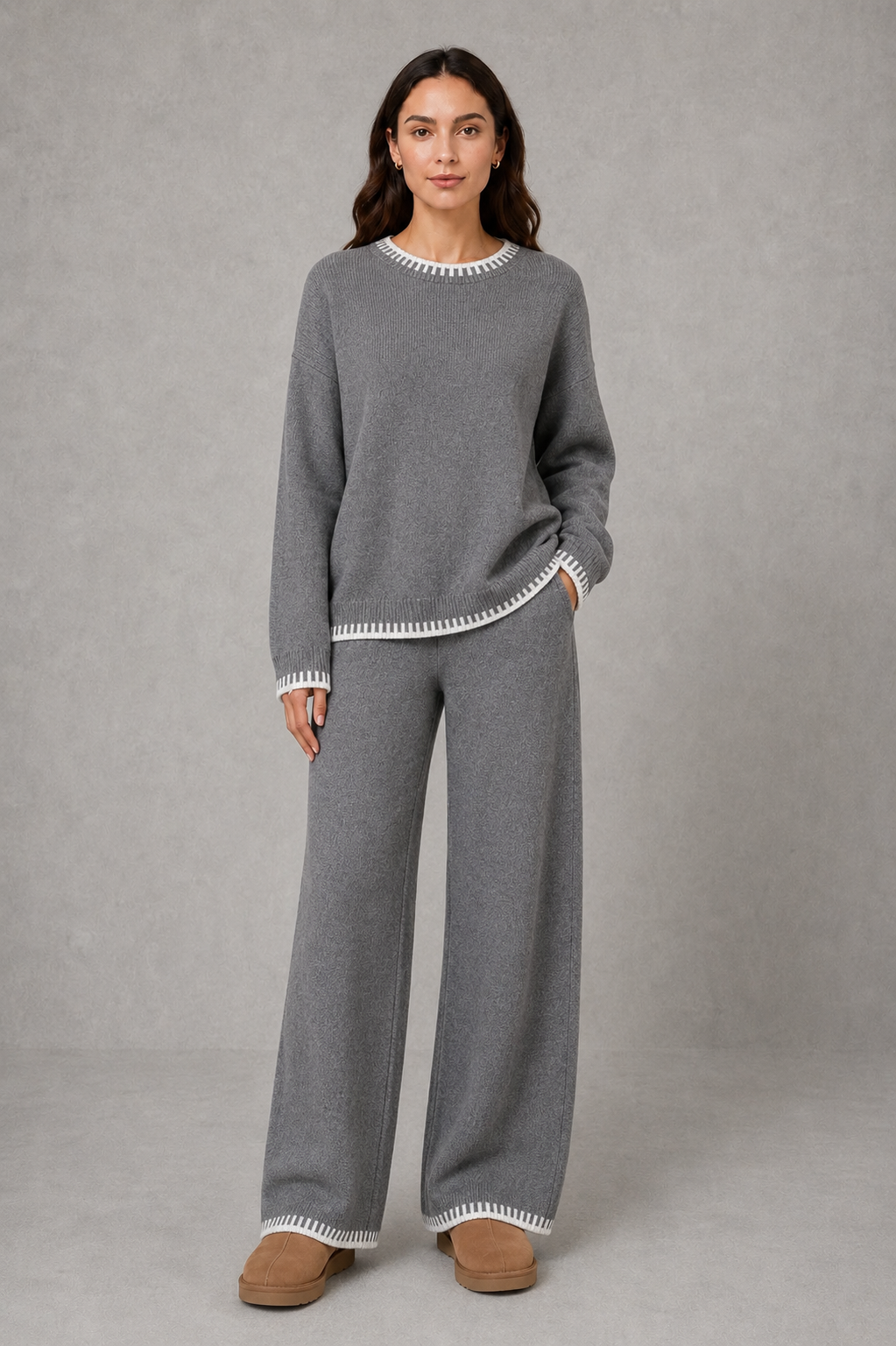 Wren | Women's Knitted Wide Leg Trousers Co-Ord Set