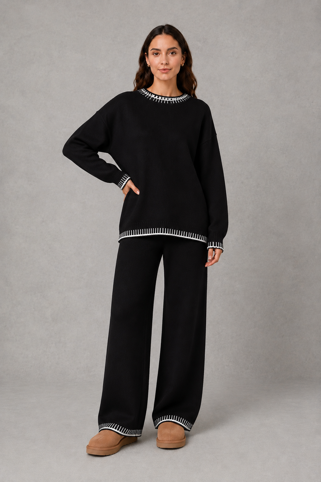 Wren | Women's Knitted Wide Leg Trousers Co-Ord Set