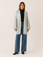Imogen | Long Cardigan with Balloon Sleeves and Open Front