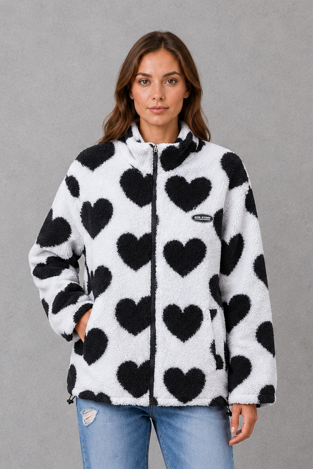 Poppy | Women's Reversible Heart Print Lightweight Casual Jacket