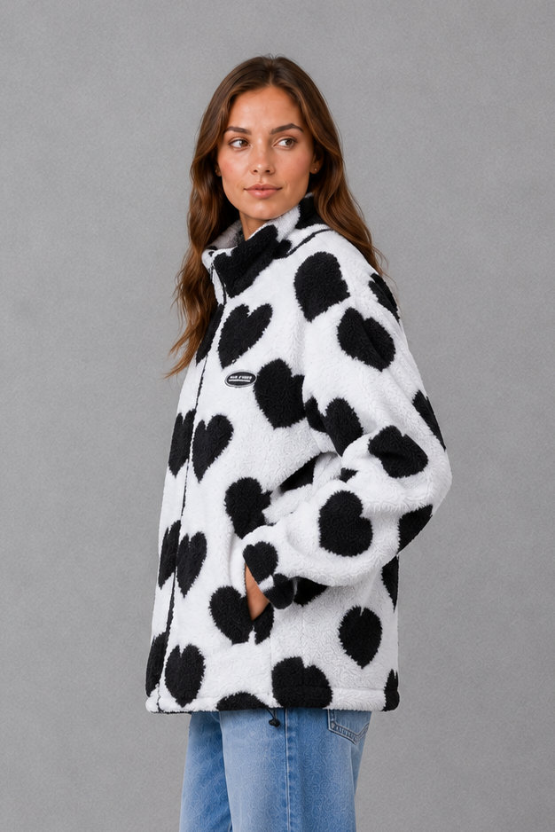 Poppy | Women's Reversible Heart Print Lightweight Casual Jacket