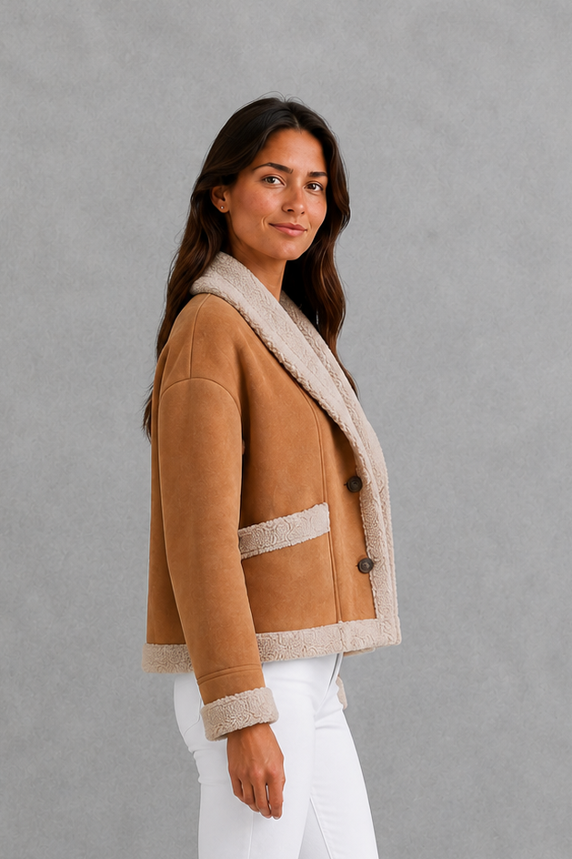 Cecilia | Cosy Suede-Look Teddy Winter Coat
