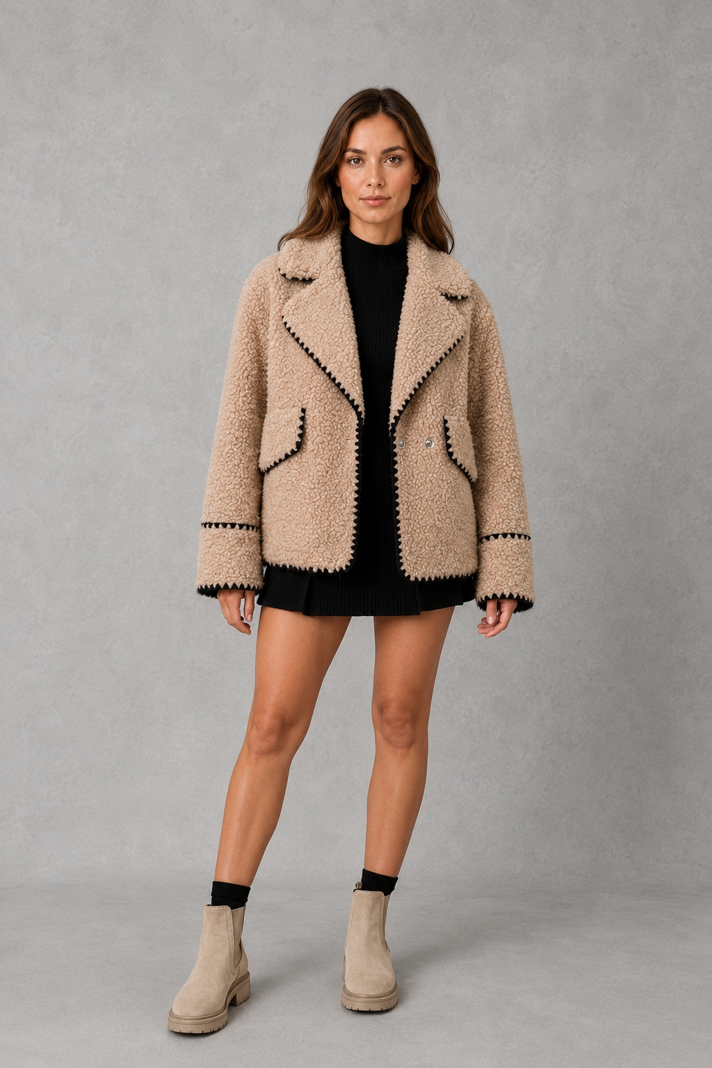 Florence | Relaxed Fit Open-Front Teddy Fleece Borg Jacket