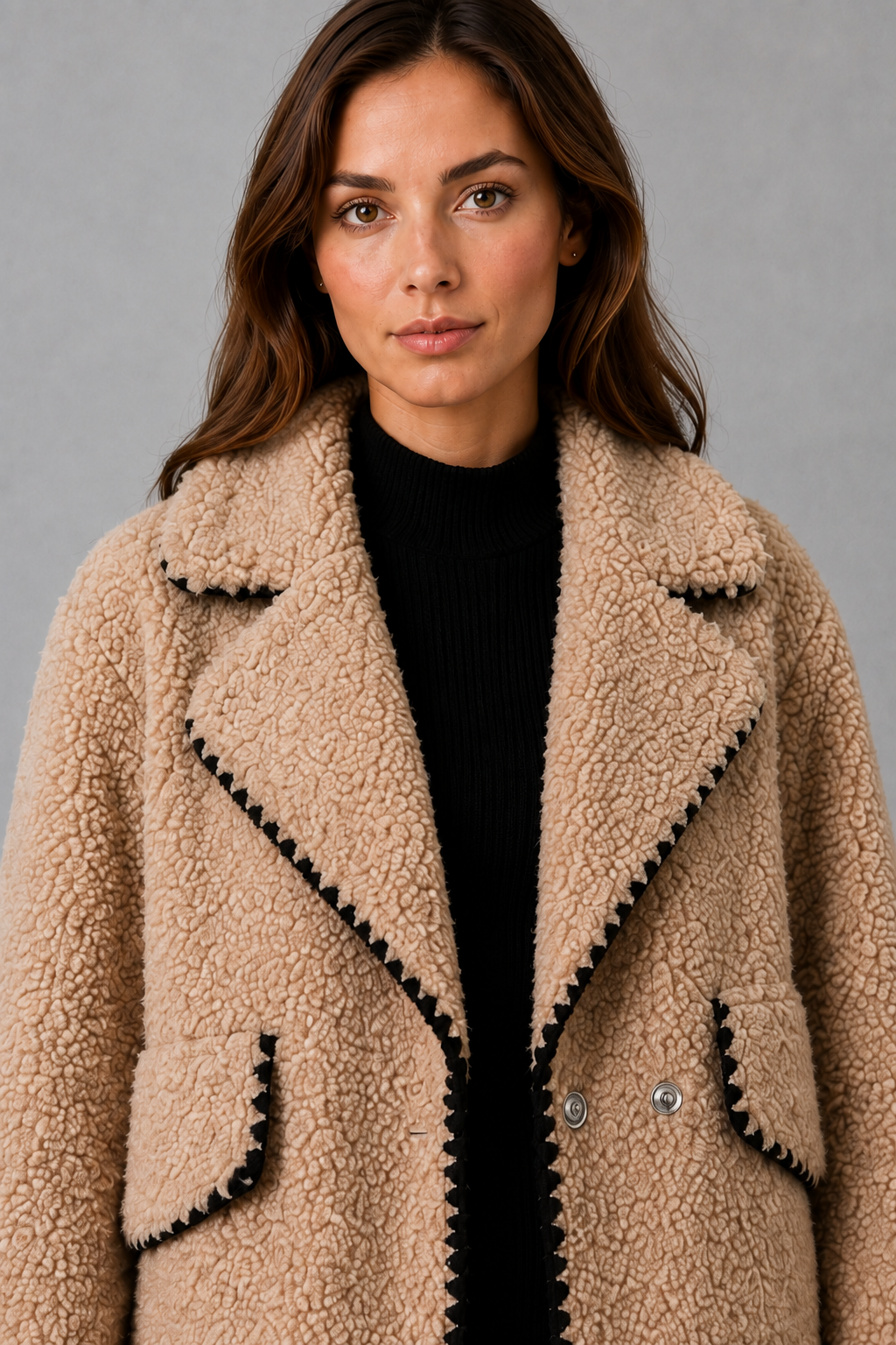 Florence | Relaxed Fit Open-Front Teddy Fleece Borg Jacket