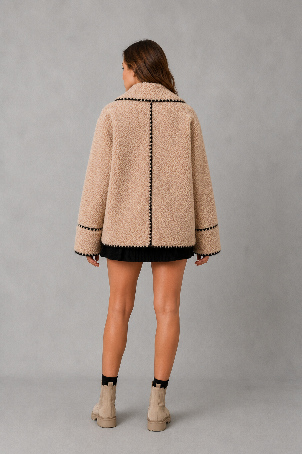 Florence | Relaxed Fit Open-Front Teddy Fleece Borg Jacket