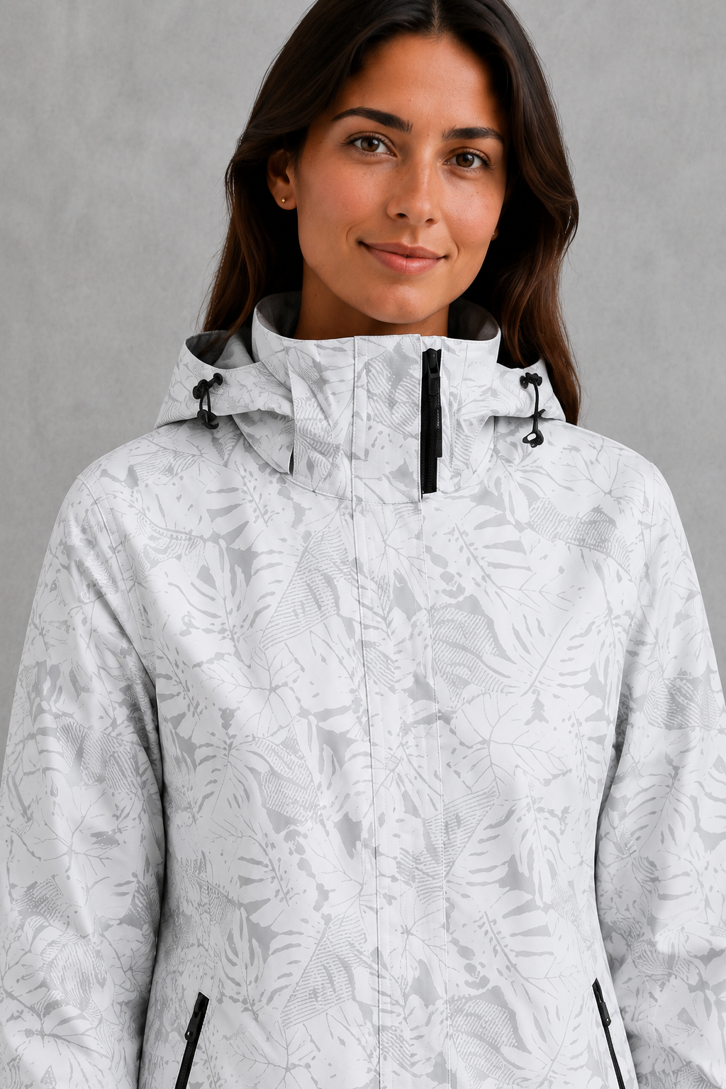 Phoebe | Women's Waterproof Hooded Leaf Print Raincoat
