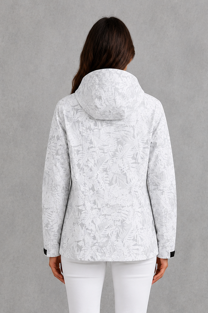Phoebe | Women's Waterproof Hooded Leaf Print Raincoat