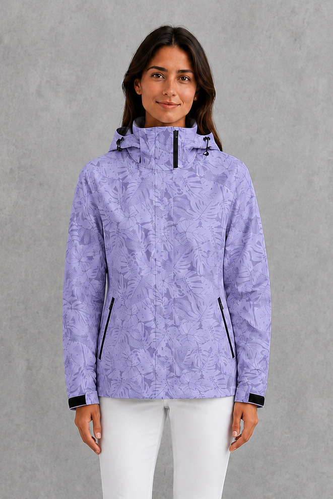 Phoebe | Women's Waterproof Hooded Leaf Print Raincoat