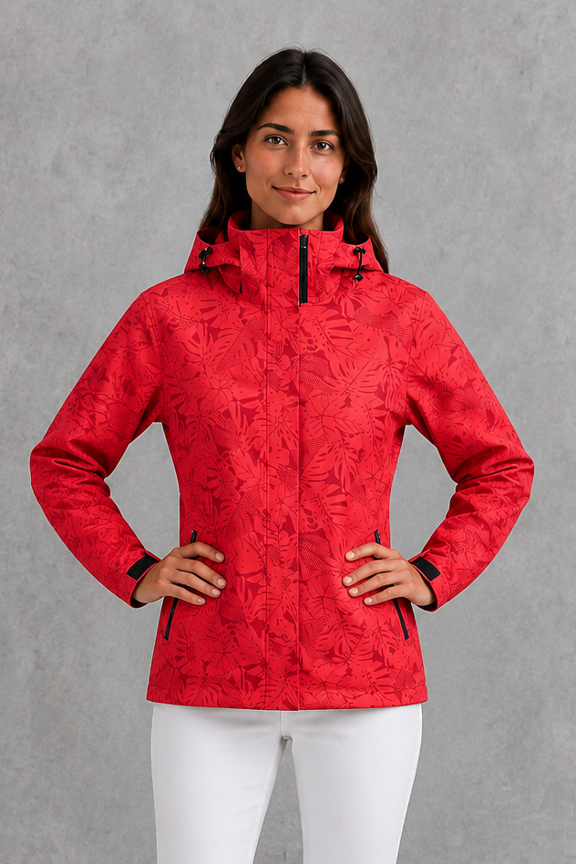 Phoebe | Women's Waterproof Hooded Leaf Print Raincoat