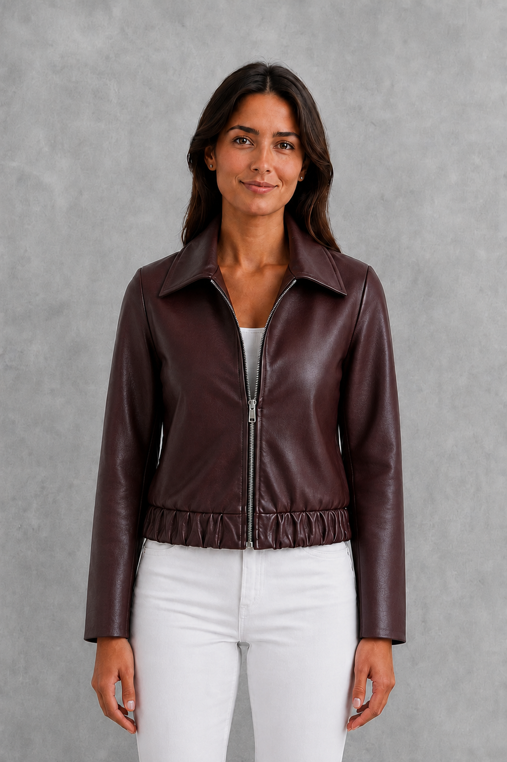 Roxanne | Tailored Zip-Up Faux Leather Biker Jacket