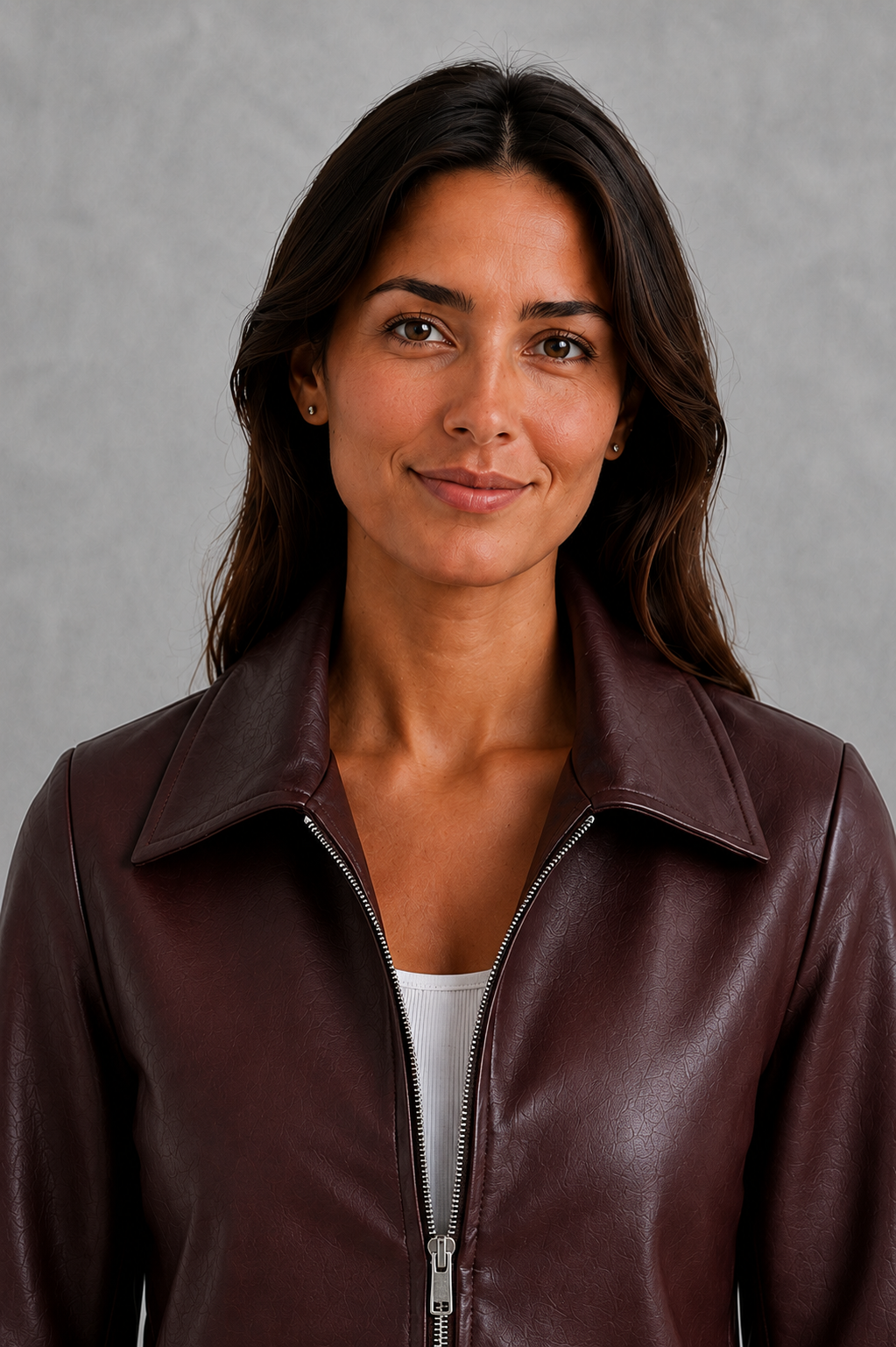 Roxanne | Tailored Zip-Up Faux Leather Biker Jacket