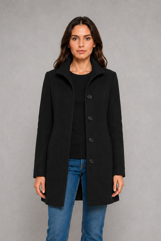 Victoria | Elegant Classic Button Straight-Fit Coat