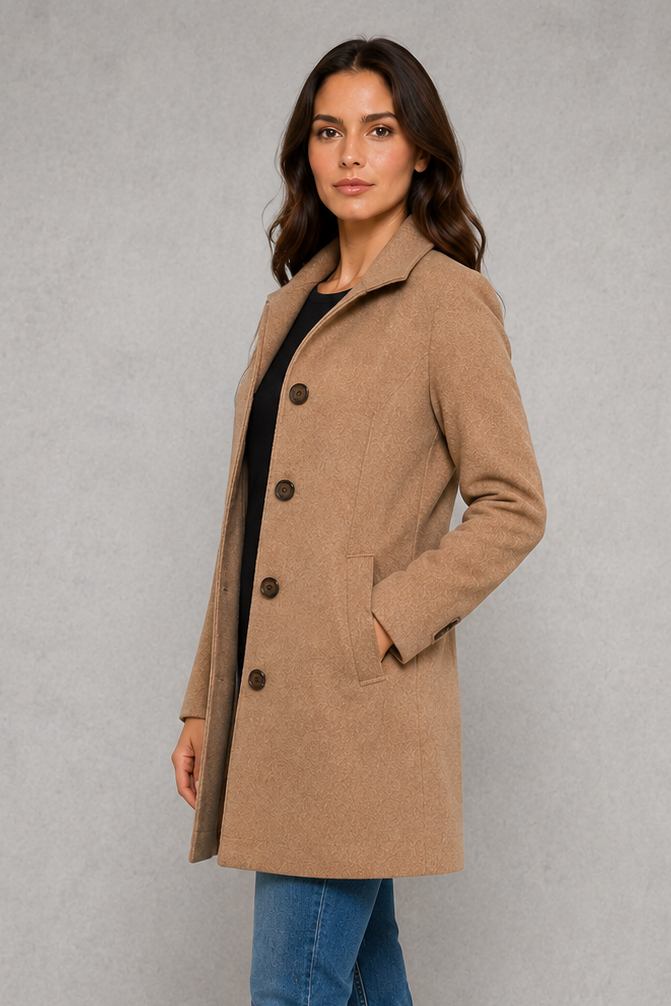 Victoria | Elegant Classic Button Straight-Fit Coat