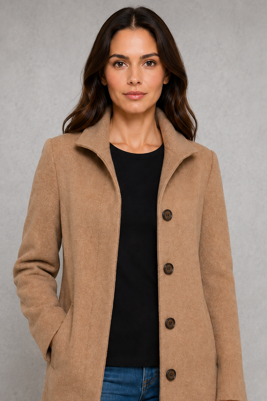 Victoria | Elegant Classic Button Straight-Fit Coat