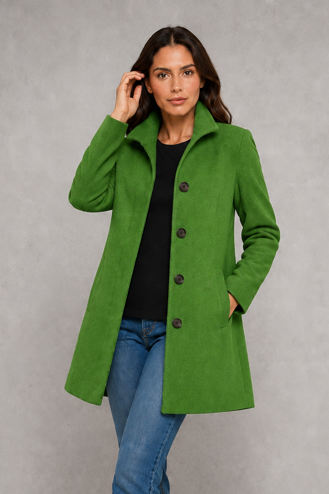 Victoria | Elegant Classic Button Straight-Fit Coat