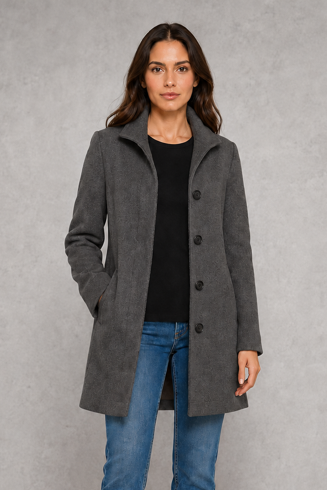 Victoria | Elegant Classic Button Straight-Fit Coat