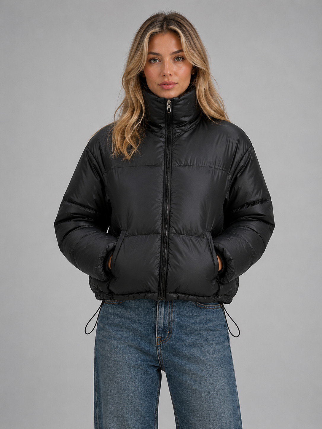 Darcy | Women's Cropped Funnel Neck Quilted Puffer Jacket