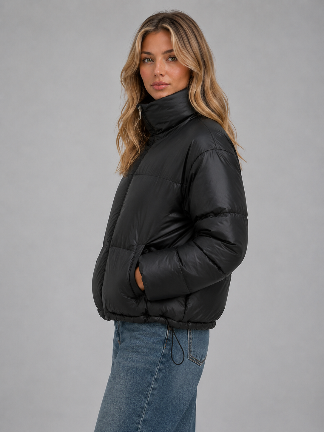 Darcy | Women's Cropped Funnel Neck Quilted Puffer Jacket