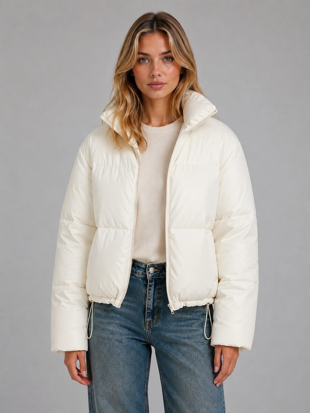 Darcy | Women's Cropped Funnel Neck Quilted Puffer Jacket
