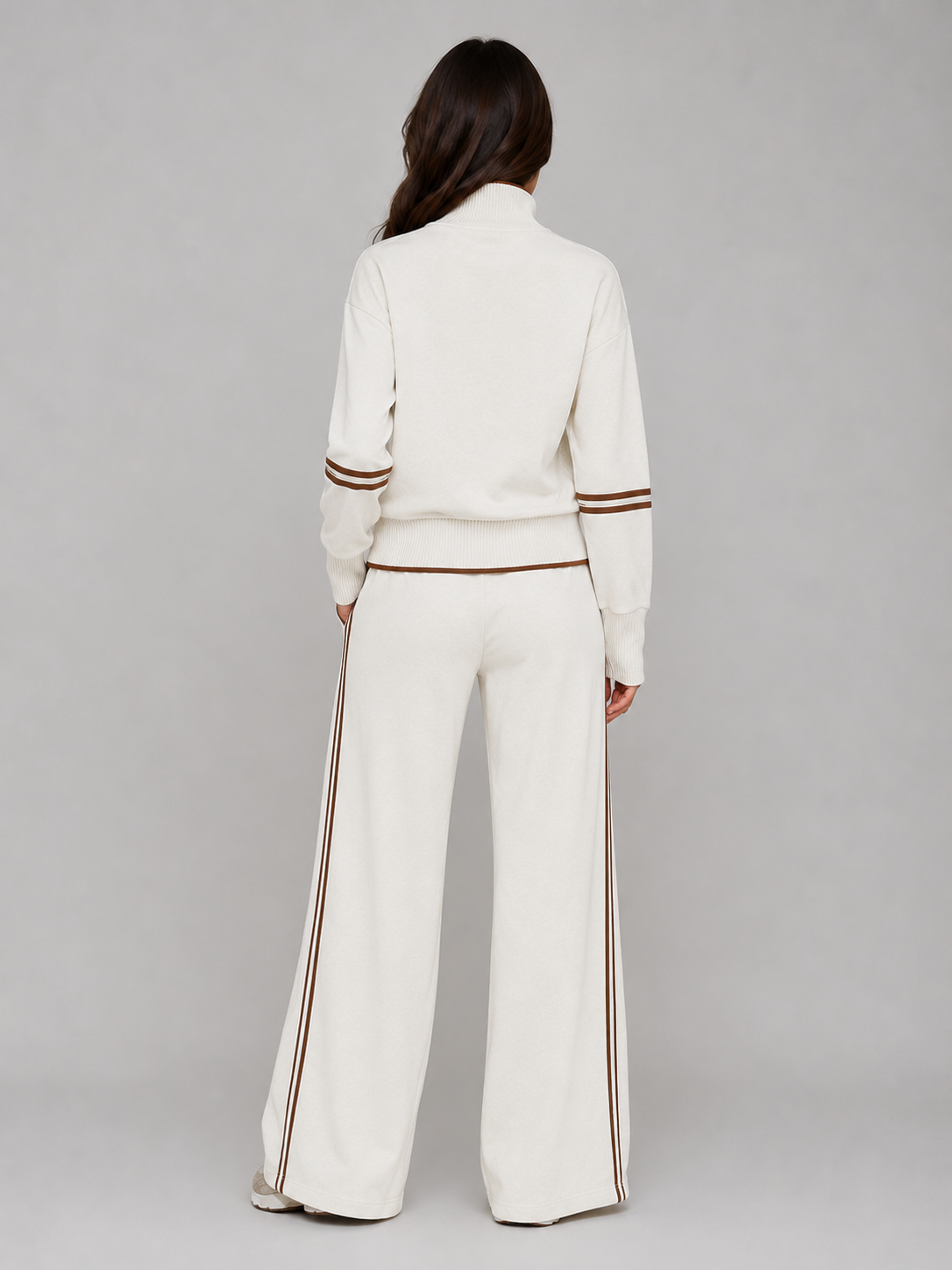 Sasha | Women's Quarter Zip Wide Leg Lounge Set