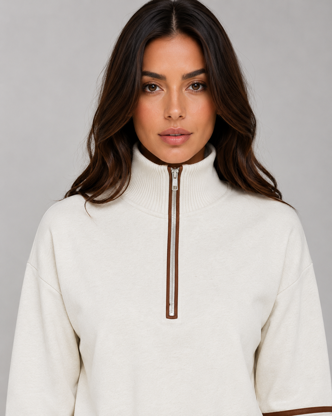 Sasha | Women's Quarter Zip Wide Leg Lounge Set