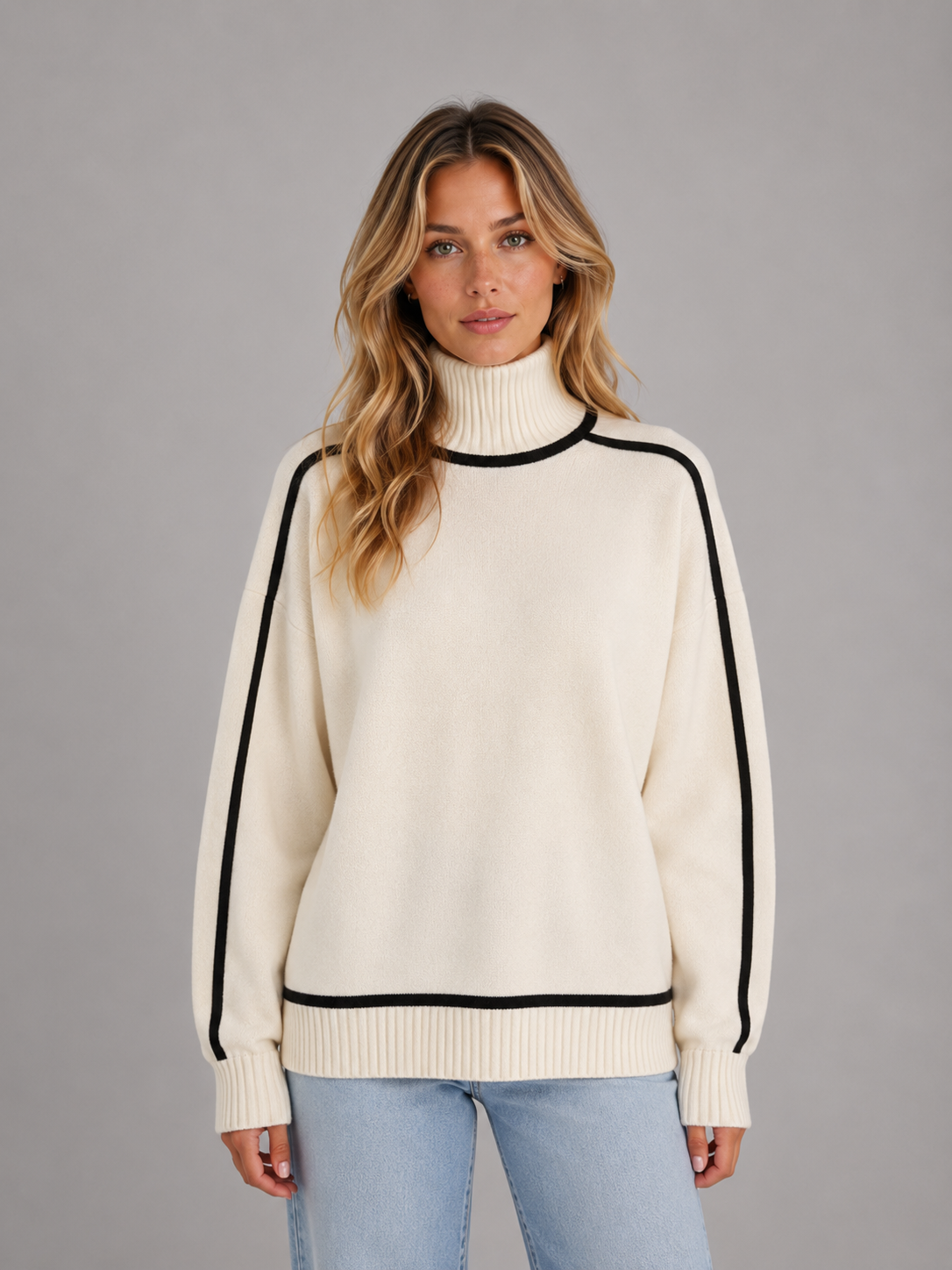 Flora | Women's Oversized Soft Knit Roll Neck Jumper