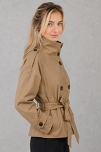 Women’s Short Belted Trench Coat – Classic Lightweight Everyday Jacket