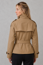Women’s Short Belted Trench Coat – Classic Lightweight Everyday Jacket