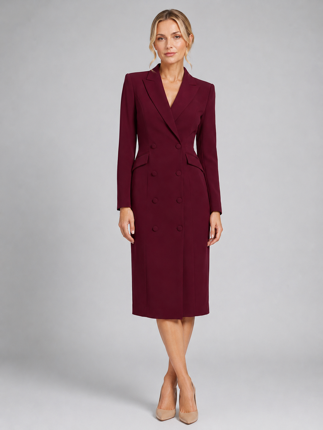 Sophie | Women's Double Breasted Tailored Blazer Midi Dress