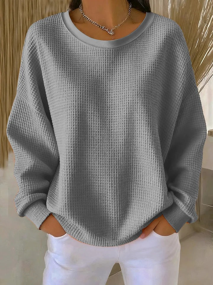 Nova | Women's Oversized Waffle Knit Boat Neck Sweater