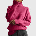 Angela | Women's Roll Neck Sweater with Diagonal Seam Detail