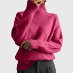 Angela | Women's Roll Neck Sweater with Diagonal Seam Detail