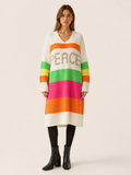 Aelvissa | Sweater Dress with V-Neck and Striped Panels