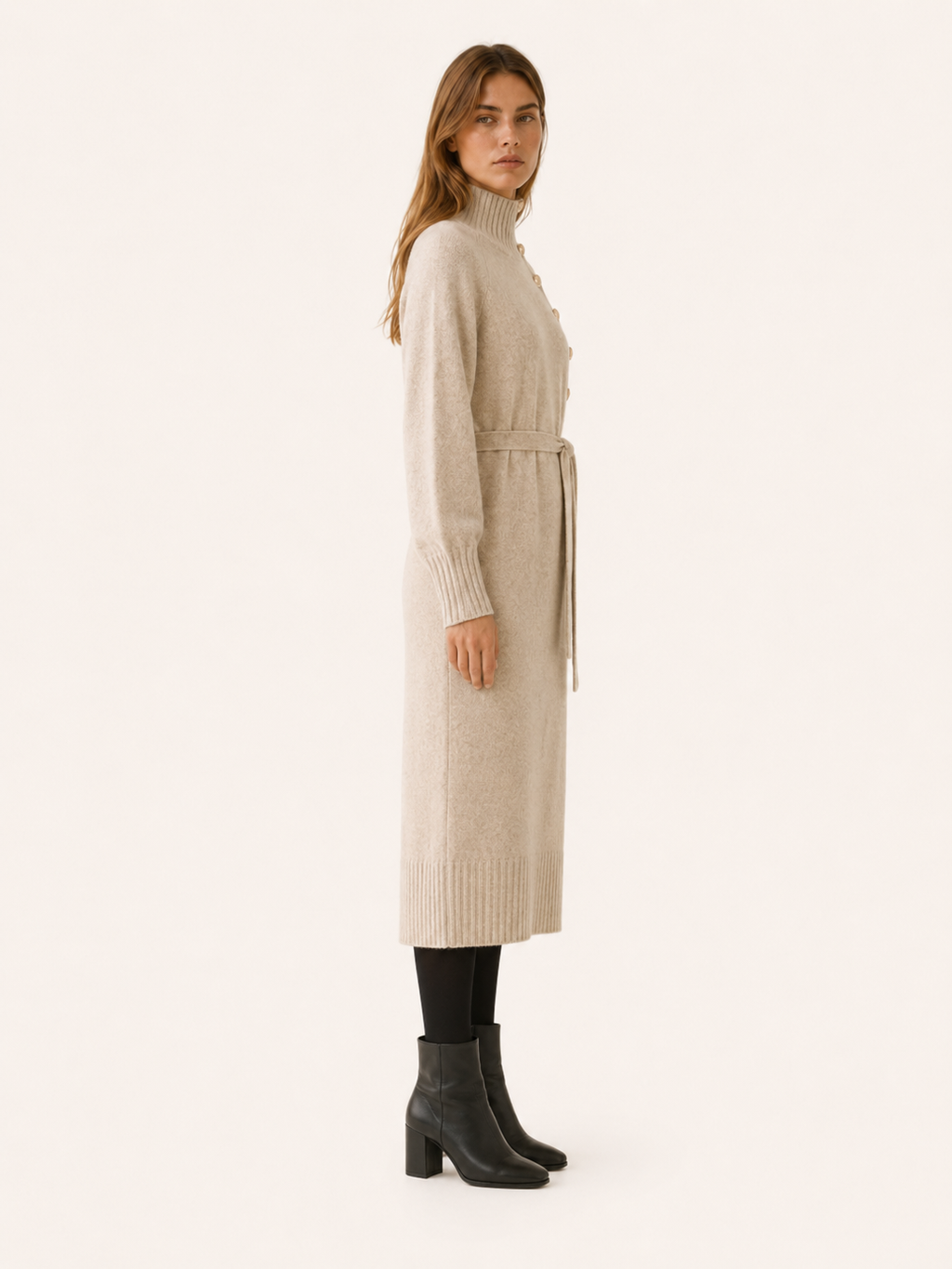 Aisling | Jumper Dress with Roll Neck and Tie Waist