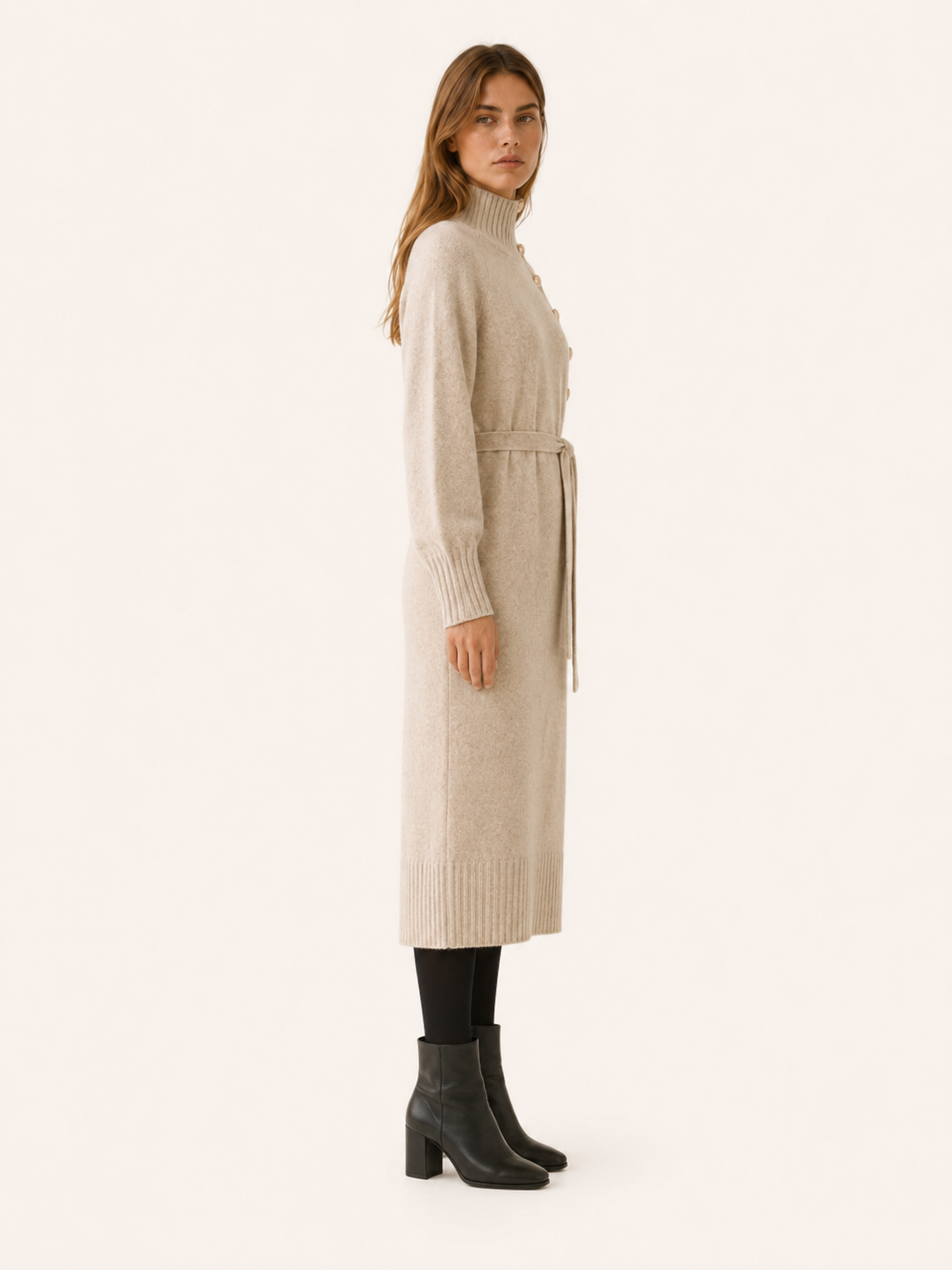 Aisling | Jumper Dress with Roll Neck and Tie Waist