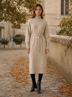 Aisling | Jumper Dress with Roll Neck and Tie Waist