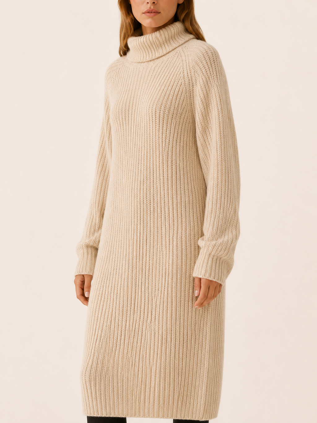 Amabel | Jumper Dress with Roll Neck and Relaxed Midi Fit