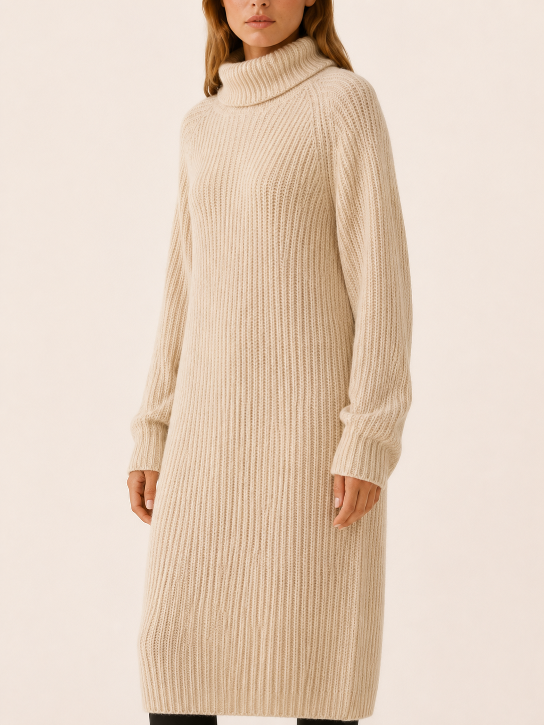 Amabel | Jumper Dress with Roll Neck and Relaxed Midi Fit