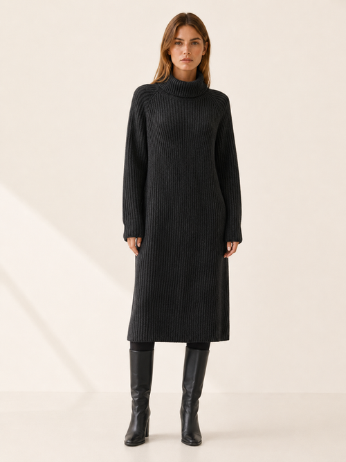 Amabel | Jumper Dress with Roll Neck and Relaxed Midi Fit