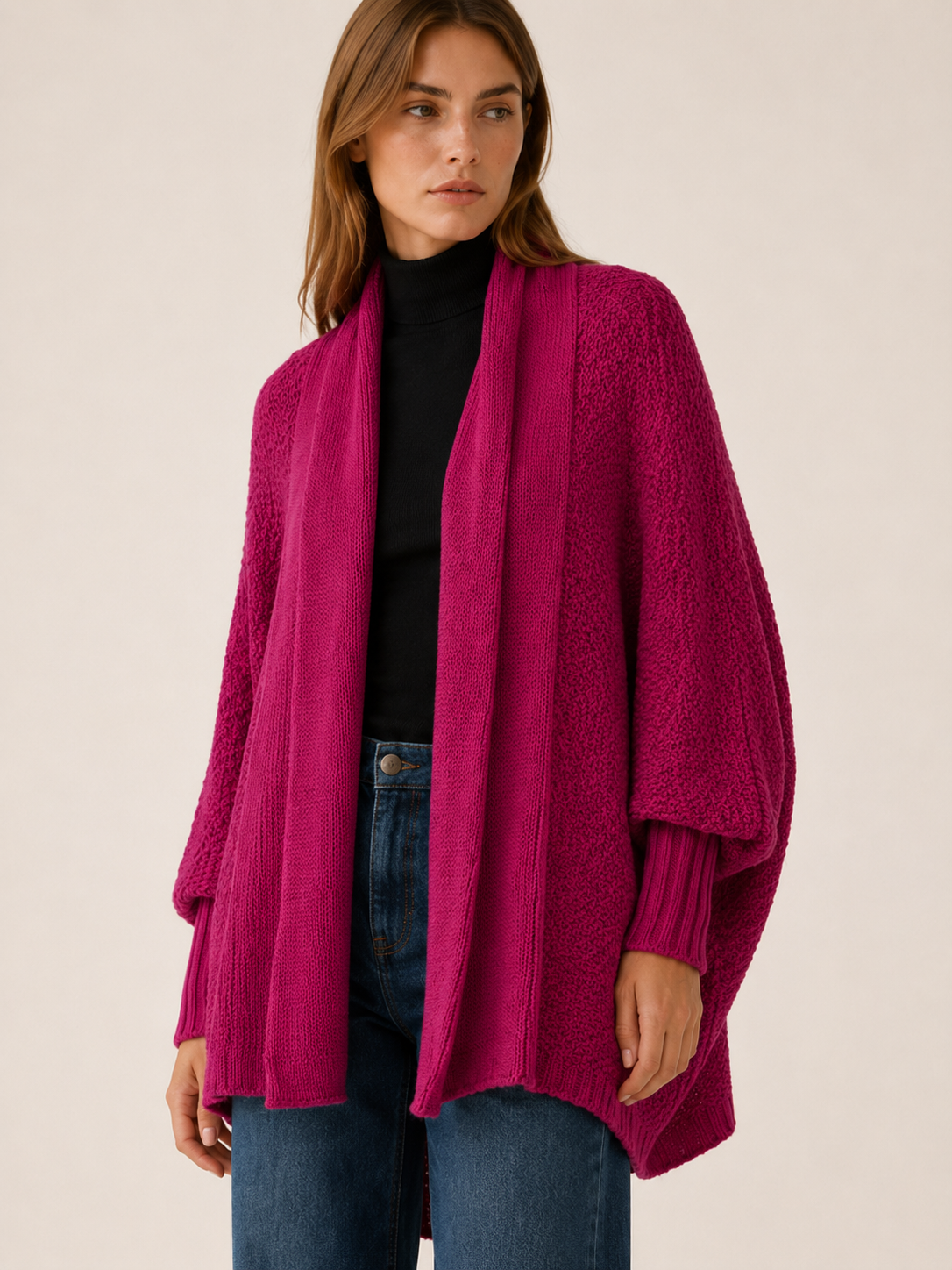 Amara | Oversized Cardigan with Batwing Sleeves and Open Front