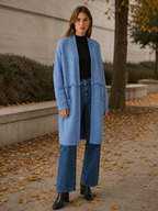 Apolline | Long Cardigan with Open Front and Pockets