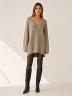 Auralisse | Jumper Dress with V-Neck and Dropped Shoulders