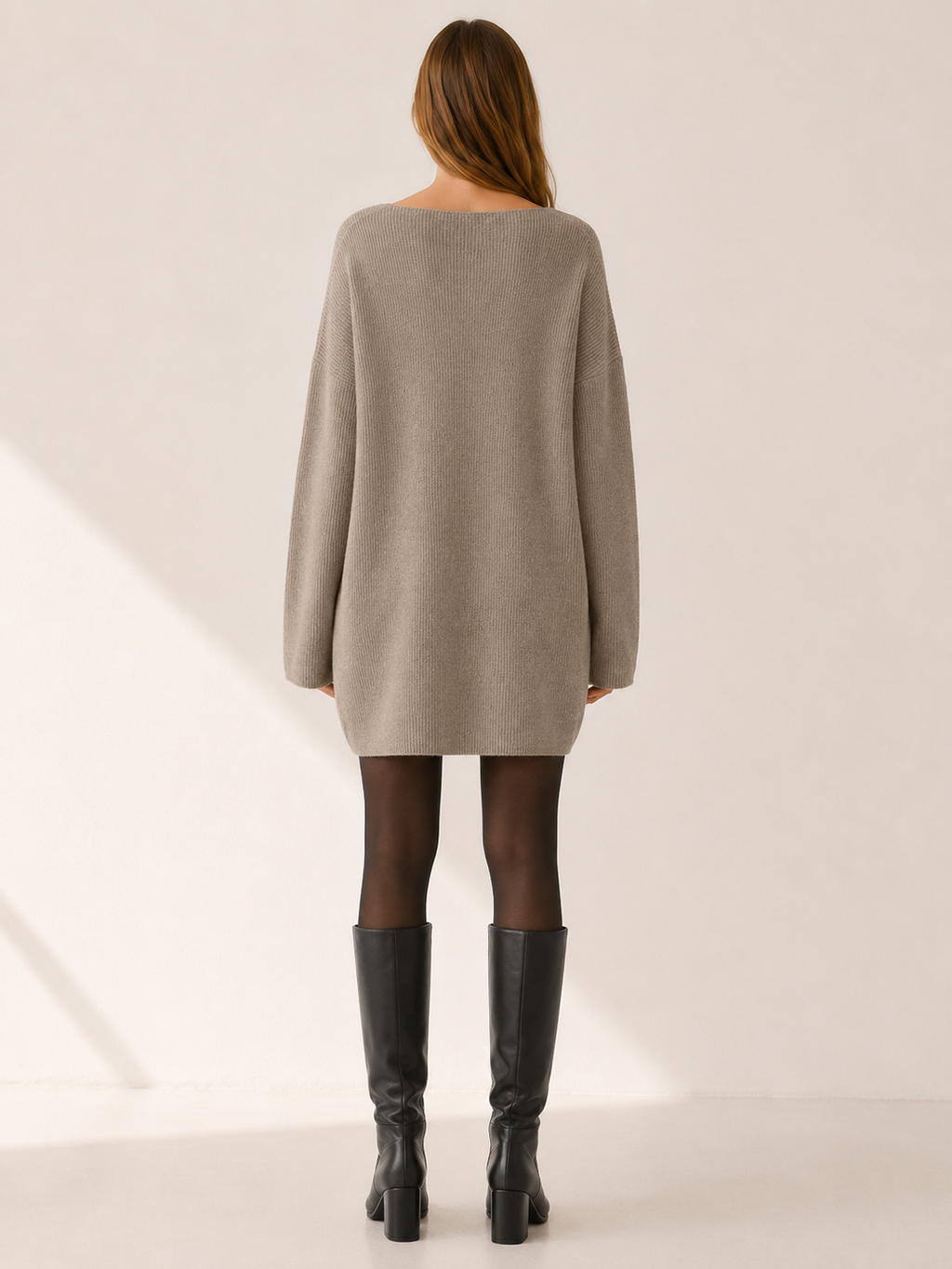 Auralisse | Jumper Dress with V-Neck and Dropped Shoulders
