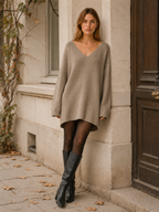 Auralisse | Jumper Dress with V-Neck and Dropped Shoulders