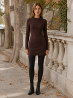 Averixa | Sweater Dress with Mock Neck and Side Slit